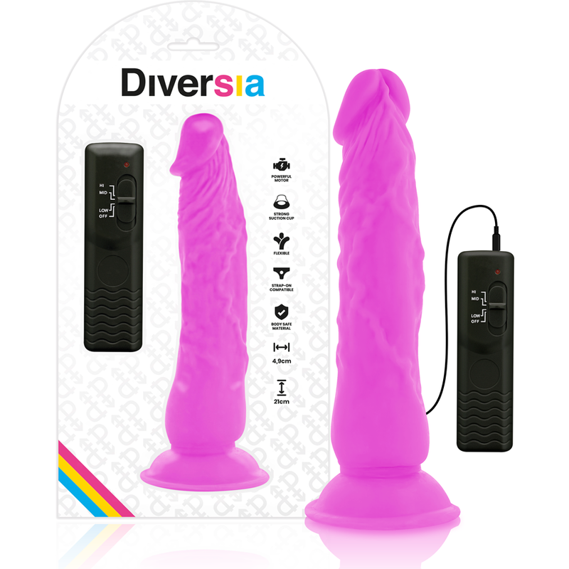 Diversia dildo flexible con vibracion 21 cm - lila