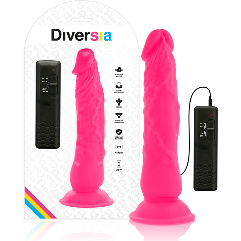 Diversia dildo flexible con vibracion 21 cm - rosa