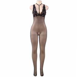 Queen lingerie bodystocking cuerpo de red con abertura s-l