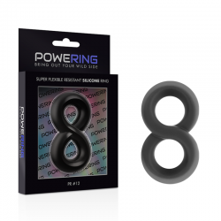 Powering super flexible y resistente anillo pene y testiculos pr12 negro