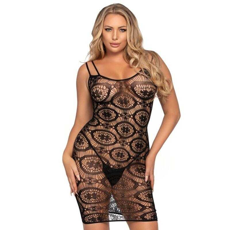 Leg avenue mini vestido de ganchillo negro