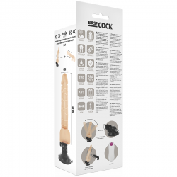 Basecock - vibrador realistico control remoto natural con testiculos 19.5cm