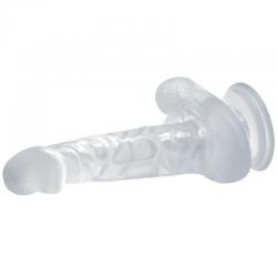 Baile dildo realistico con ventosa y testiculos 16.7 cm transparente