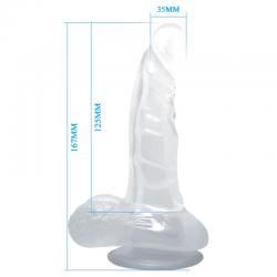 Baile dildo realistico con ventosa y testiculos 16.7 cm transparente