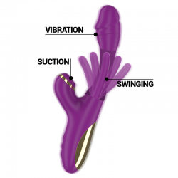 Intense - ateneo vibrador multifunción recargable 7 vibraciones con lengua oscilante y succionador morado