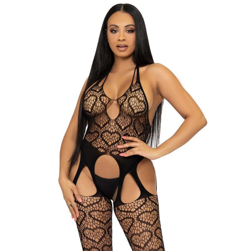 Leg avenue bodystocking de red con tirantes talla única -