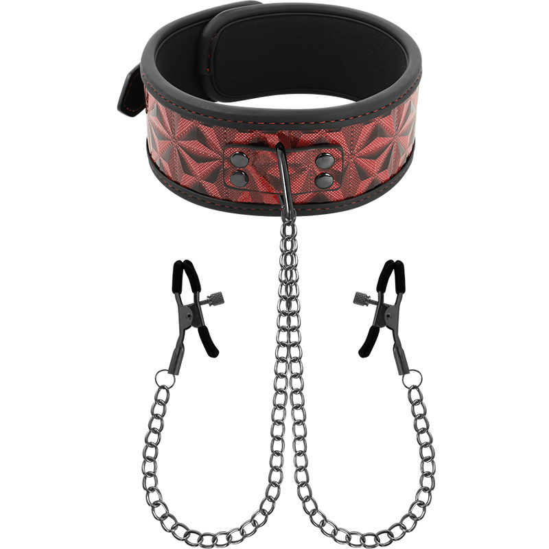 Begme red edition collar con cadenas y pinzas pezones con forro de nopreno
