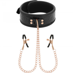 Begme - black edition collar con cadenas y pinzas pezones con forro de neopreno