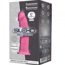 Silexd - modelo 2 pene realistico silicona premium silexpan rosa fluorescente 15 cm