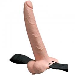 Fetish fantasy series - arnes ajustable pene realistico con testiculos recargable y vibrador 23 cm