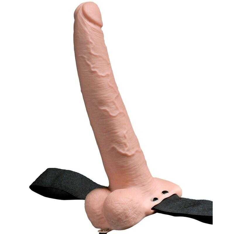 Fetish fantasy series - arnes ajustable pene realistico con testiculos recargable y vibrador 23 cm