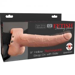 Fetish fantasy series - arnes ajustable pene realistico con testiculos recargable y vibrador 23 cm