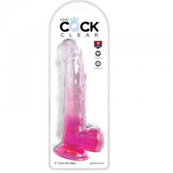 King cock clear - dildo con testiculos 20.3 cm rosa