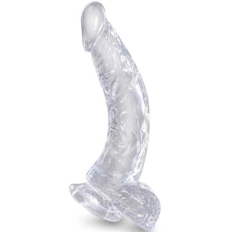 King cock clear - pene realistico curvado con testiculos 16.5 cm transparente