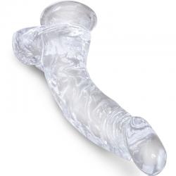 King cock clear - pene realistico curvado con testiculos 16.5 cm transparente