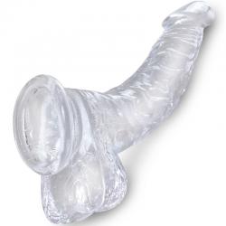 King cock clear - pene realistico curvado con testiculos 16.5 cm transparente