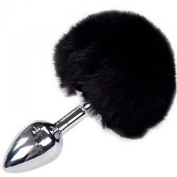 Alive - anal pleasure plug liso metal pompon negro talla l