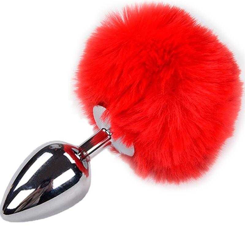 Alive - anal pleasure plug liso metal pompon rojo talla s