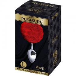 Alive - anal pleasure plug liso metal pompon rojo talla l