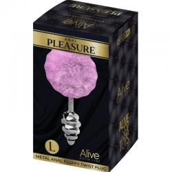 Alive - anal pleasure plug espiral metal pompon violeta talla l