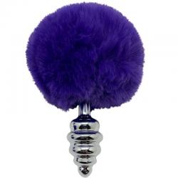 Alive - anal pleasure plug espiral metal pompon violeta oscuro talla s