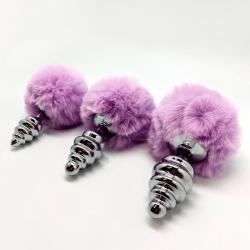 Alive - anal pleasure plug espiral metal pompon violeta talla m