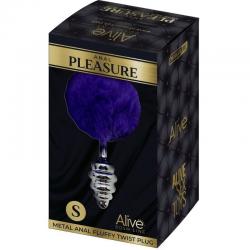 Alive - anal pleasure plug espiral metal pompon violeta oscuro talla s