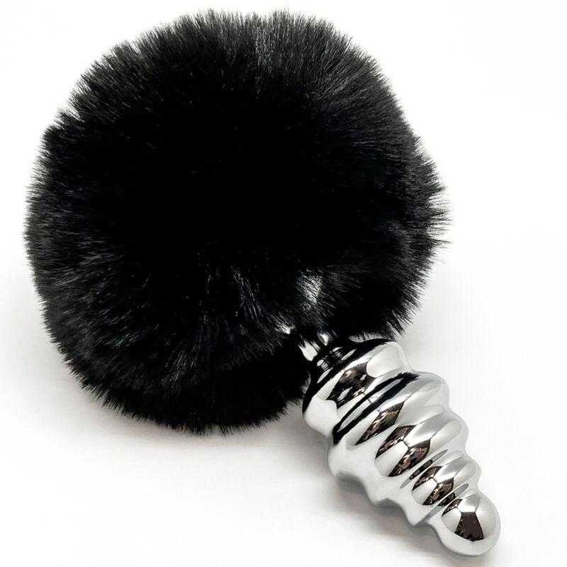 Alive - anal pleasure plug espiral metal pompon negro talla s