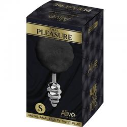 Alive - anal pleasure plug espiral metal pompon negro talla s