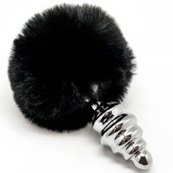 Alive - anal pleasure plug espiral metal pompon negro talla l