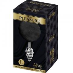 Alive - anal pleasure plug espiral metal pompon negro talla l