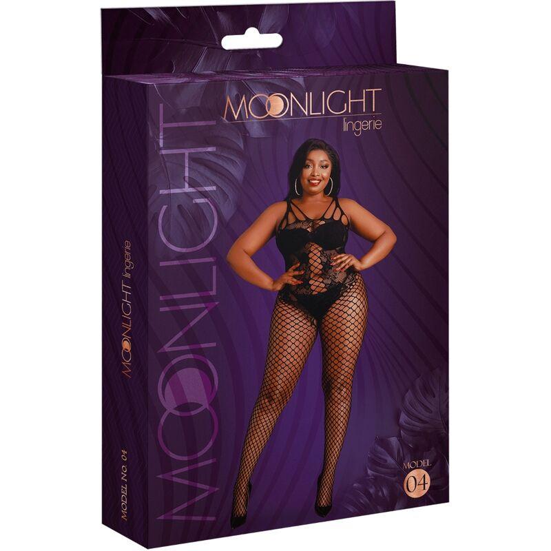 Moonlight - modelo 4 bodystocking negro talla unica / plus size