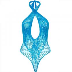 Leg avenue - teddy halter con encaje azul