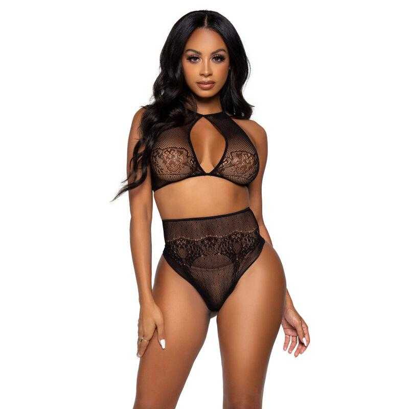 Leg avenue set dos piezas top corto cuello halter y tanga talla unica