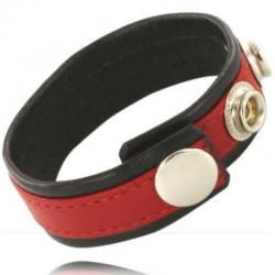 Leather body correa de cuero ajustable para pene roja- negra