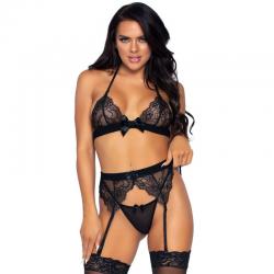 Leg avenue - set de tres piezas top, liguero y tanga s