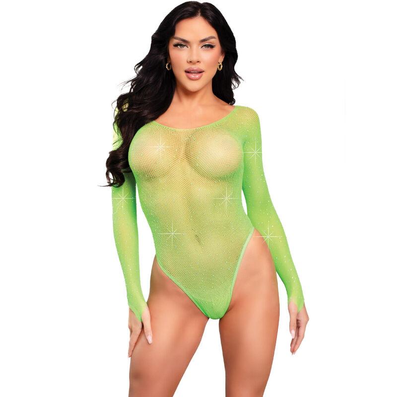 Leg avenue - body rejilla cristalizada verde