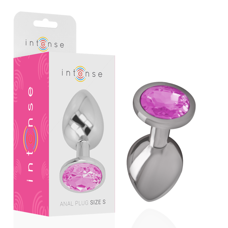 Intense - plug anal metal aluminio con cristal rosa talla s