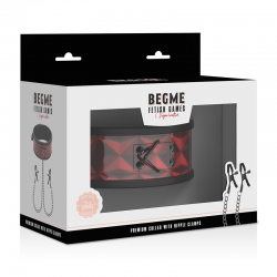 Begme - red edition collar con cadenas y pinzas pezones con forro de neopreno