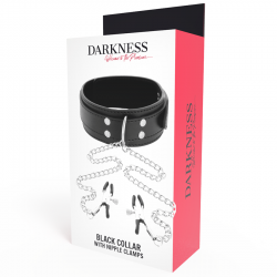 Darkness - collar con pinzas para pezones negro