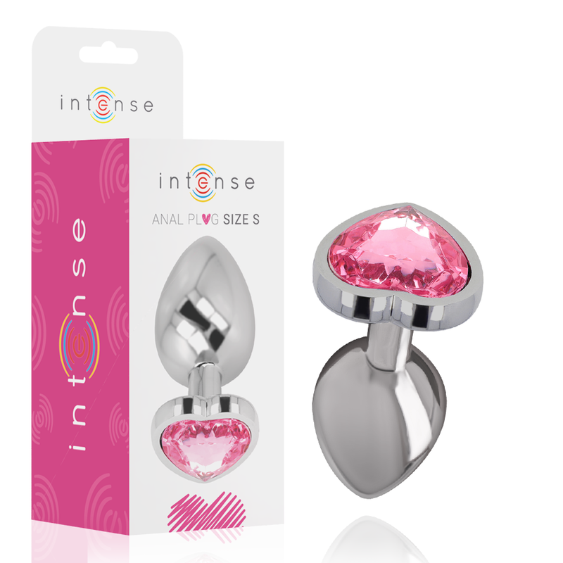 Intense - plug anal metal aluminio corazón rosa talla s