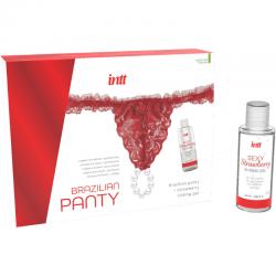 Intt releases - panty brasileño roja con perlas y gel lubricante 50 ml