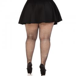 Leg avenue - medias rejilla cristalizada negro plus size