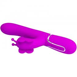 Pretty love - vibrador rabbit multifunción 4 en 1 mariposa fucsia