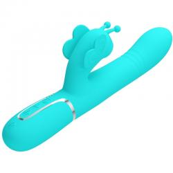 Pretty love - vibrador rabbit multifunción 4 en 1 mariposa verde agua