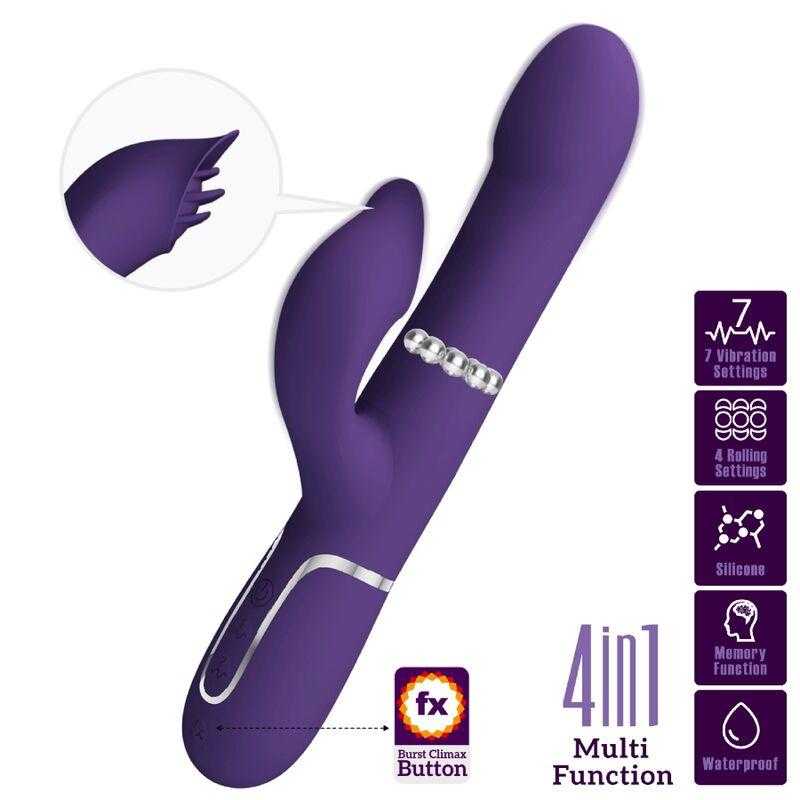 Pretty love - zalin vibrador rabbit perlas 4 en 1 morado