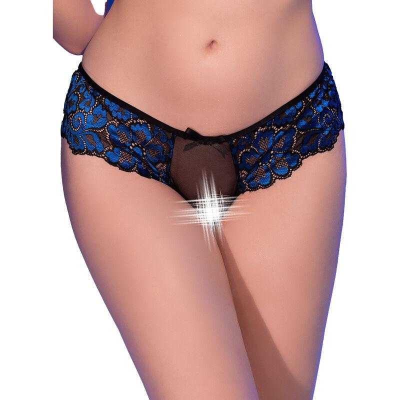 Chilirose - cr 4712 panties crotchless negro/azul s