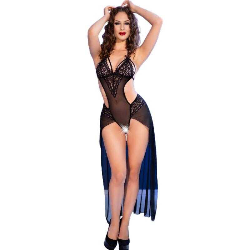 Chilirose - cr 4684 body largo crotchless negro s