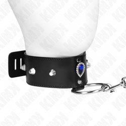 Kink - collar con correa 65 cm con diamantes azules ajustable 36-43 cm x 5 cm