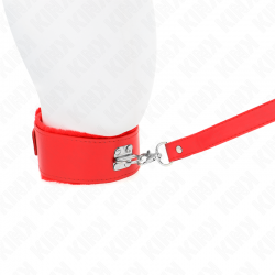 Kink - collar con correa 116 cm con tachuelas plateadas modelo 4 rojo ajustable 40-48 cm x 6 cm